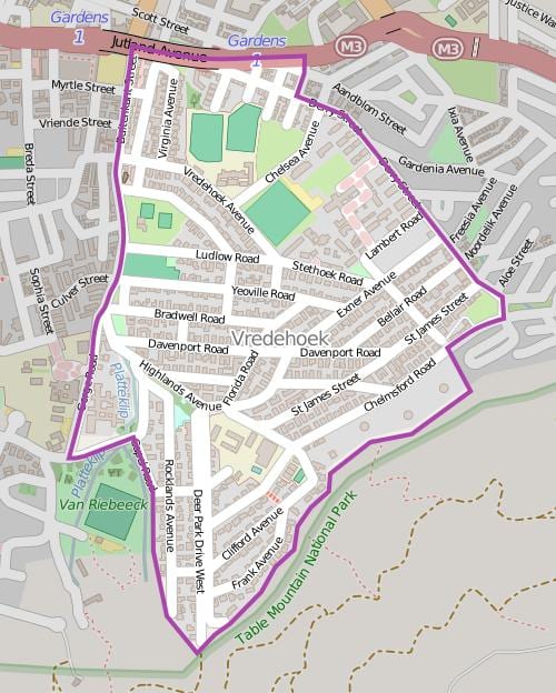 քարտեզ քաղաքում vredehoek Քեյփթաունի