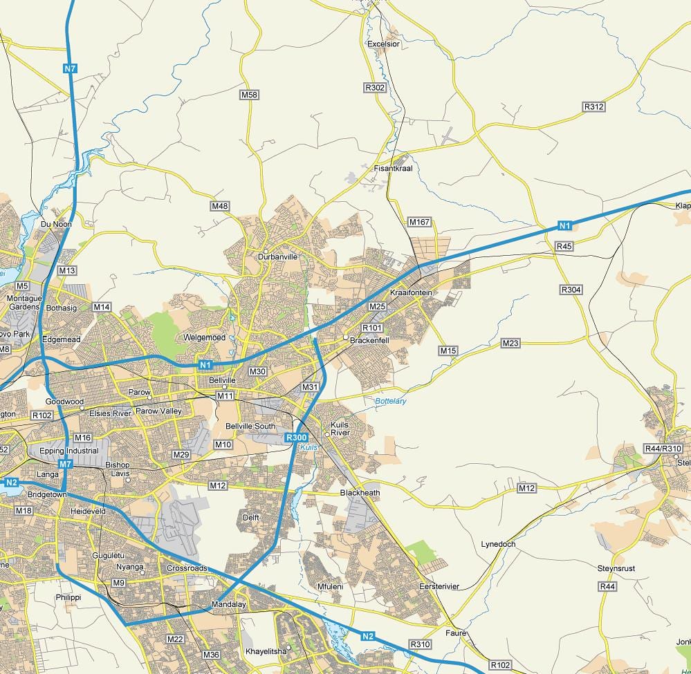 քարտեզ brackenfell, այնպես Քեյփթաունի