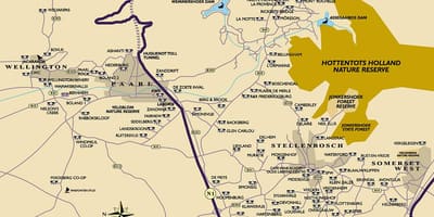 Քարտեզ вайнлендс Քեյփթաունի