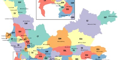 Քարտեզ Արևմտյան Կաբո արվարձաններում