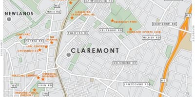 Քարտեզ Claremont Քեյփթաունի